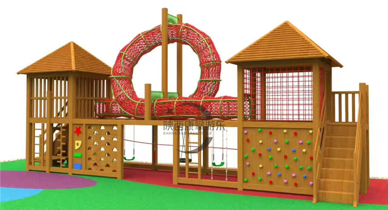 幼兒園戶外實木兒童滑梯攀爬組合定制
